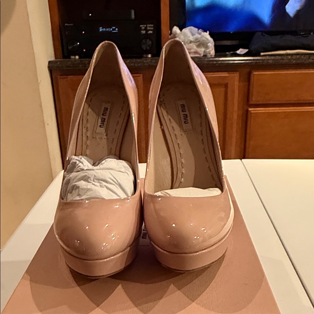 Miu Miu Blush Patent Leather Heels